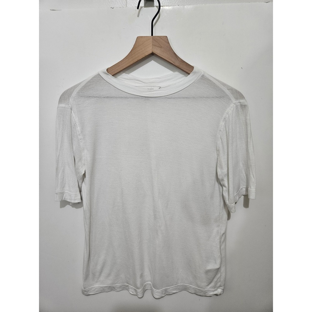 Club Monaco Womens White Viscose Short Sleeve Crew Neck Tee Shirt Small